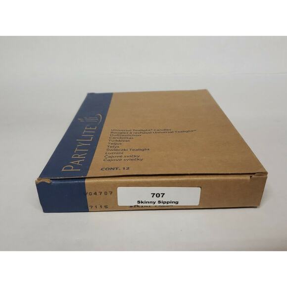 Vintage Partylite Tealights 12 Candles NOS "Skinny Sipping" p1e/v04707 - Picture 2 of 2